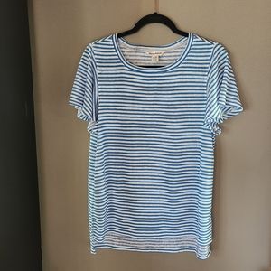 TOMMY BAHAMA Women's Bungalow Stripe Lana Top Short Sleeve Blue/White Size MED